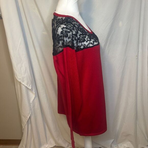 Torrid Lace Red Pullover Sweater Scoop Neck Stylish Womens Blouse New - Picture 5 of 7